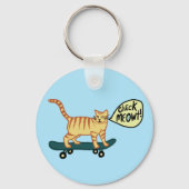 Funny Check MEOWT Skateboarding Cat Sleutelhanger (Voorkant)