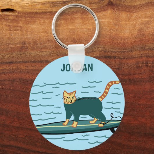 Funny Check MEOWT Surfkat CUSTOM Sleutelhanger (Voorkant)