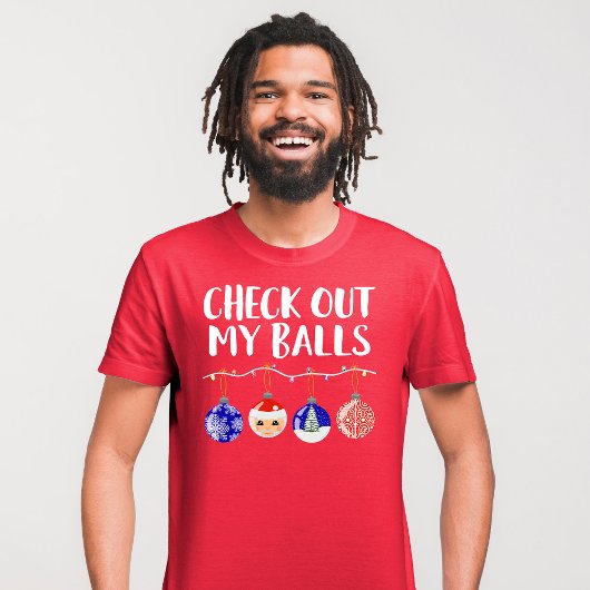 Funny check My Balls kerstversieringen uit T-shirt