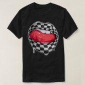 Funny Checkerboard, zwart wit lip Cute Checkerboar T-shirt (Design voorkant)