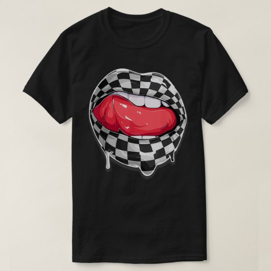 Funny Checkerboard, zwart wit lip Cute Checkerboar T-shirt (Design voorkant)