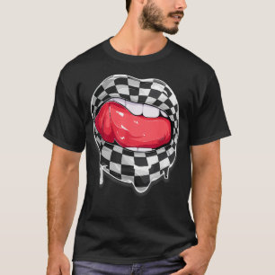 Funny Checkerboard, zwart wit lip Cute Checkerboar T-shirt