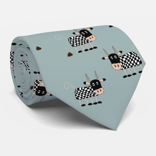 Funny Checkering Cows Stropdas (Opgerold)