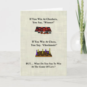Funny Checkers Chess Love Games Valentijnse-kaart Kaart