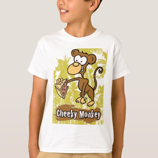 Funny Cheeky Monkey in het Oerwoud T-Shirt (Voorkant)