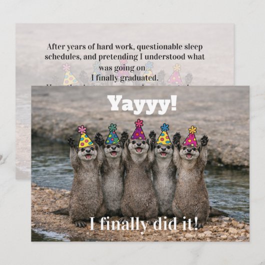 🎓Funny Cheeky Otter Celebration Card – Custom  Kaart (Voorkant / Achterkant)