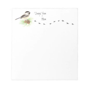 Funny "Cheeps from mama" Chickadee, Bird Tracks Notitieblok