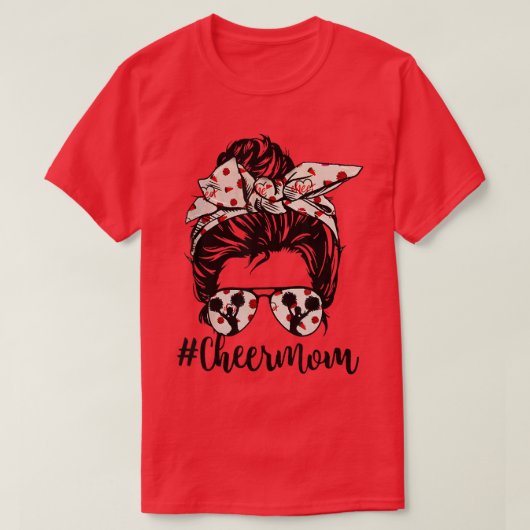 Funny Cheer Mam Messy Bun Glassessment Lover Mothe T-shirt (Design voorkant)