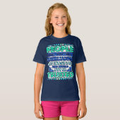 Funny Cheerleader Quote in Paars en Blue T-Shirt (Voorkant volledig)