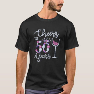 Funny Cheers To 50 Years Wine Glass Est. 1972 50Th T-shirt
