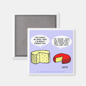 Funny Cheese Cartoon die aan het gevechten is Magneet (Voorkant / Achterkant)