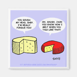 Funny Cheese Cartoon die aan het gevechten is Magneet