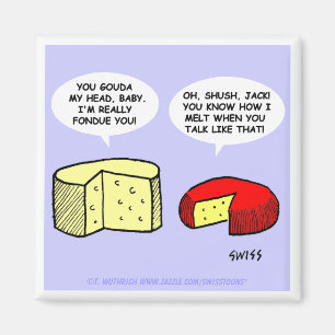 Funny Cheese Cartoon die aan het gevechten is Magneet