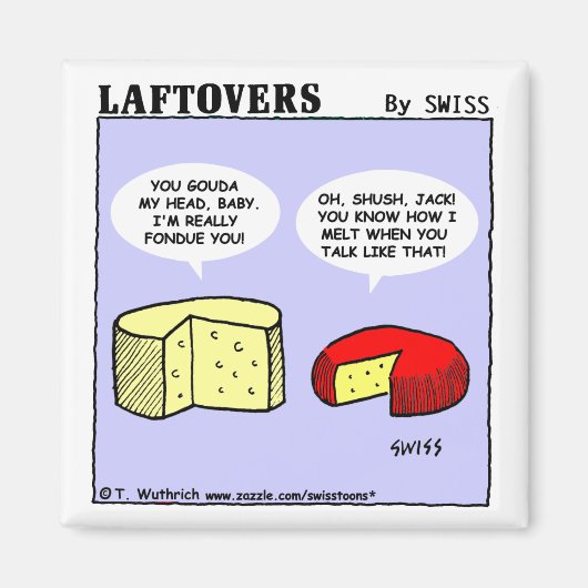 Funny Cheese Cartoon Wine Party Favors Laftovers Magneet (Voorkant)