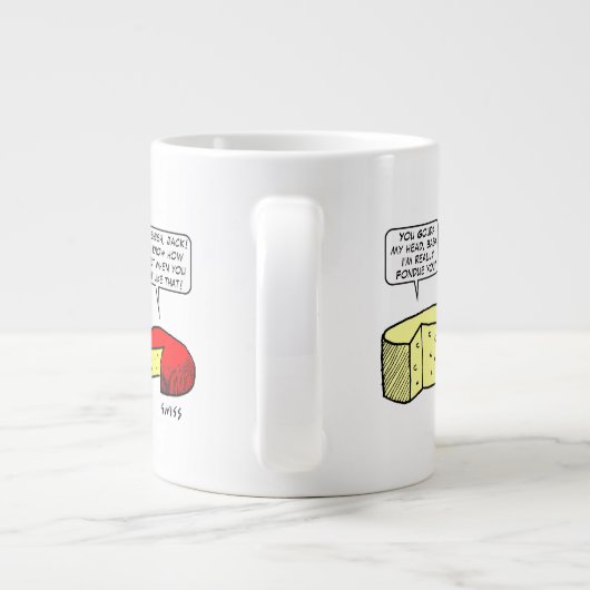 Funny Cheese Lovers Cartoon Art Turophiles Grote Koffiekop (Achterkant)