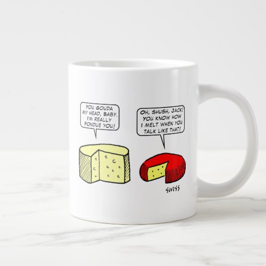 Funny Cheese Lovers Cartoon Art Turophiles Grote Koffiekop (Rechts)