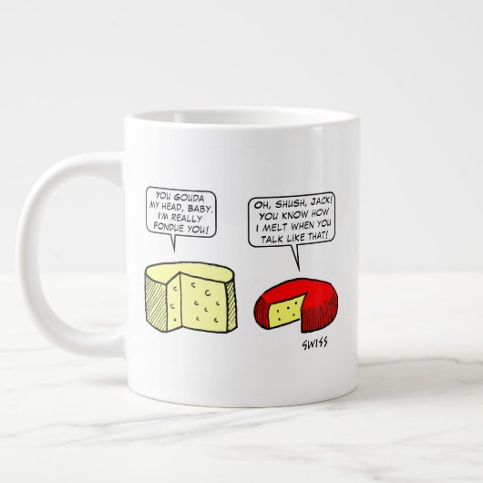 Funny Cheese Lovers Cartoon Art Turophiles Grote Koffiekop (Links)
