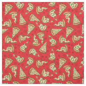 Funny Cheese Pizza Slice Red Pattern Stof (Swatch)