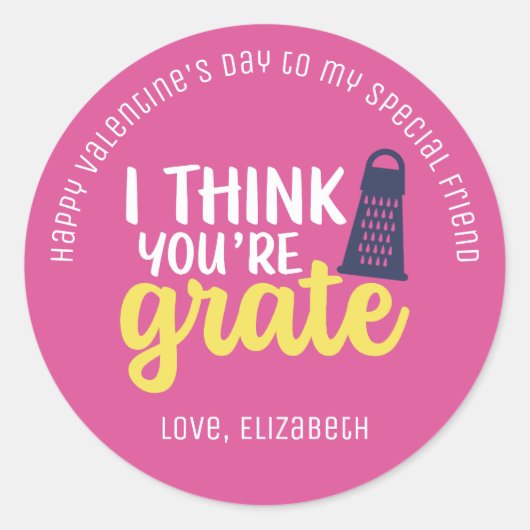 Funny Cheese Pun Cute Friend Valentijnsdag Pink Ronde Sticker (Voorkant)