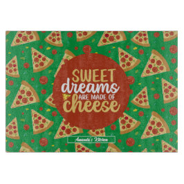 Funny Cheese Pun Retro Italiaans Pizza Pattern Snijplank