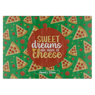 Funny Cheese Pun Retro Italiaans Pizza Pattern Snijplank