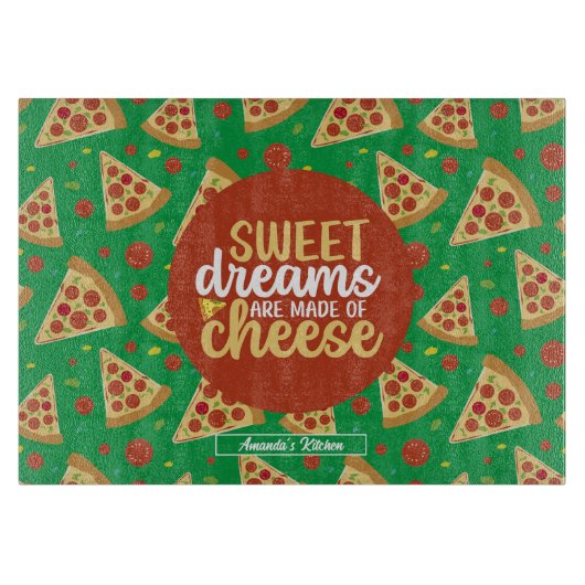 Funny Cheese Pun Retro Italiaans Pizza Pattern Snijplank (Voorkant)