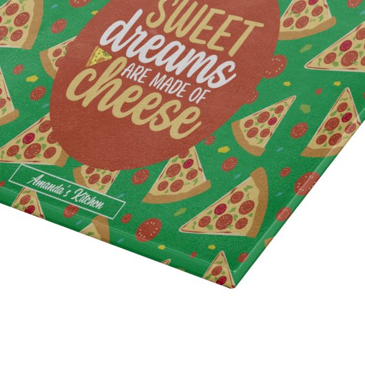 Funny Cheese Pun Retro Italiaans Pizza Pattern Snijplank (Hoek)