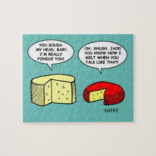 Funny Cheese Tasting Party Smalltalk Cartoon Legpuzzel (Horizontaal)