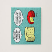 Funny Cheese Tasting Party Smalltalk Cartoon Legpuzzel (Verticaal)