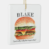 Funny Cheeseburger Burger | Kerst van monogram Keramisch Ornament (Rechts)