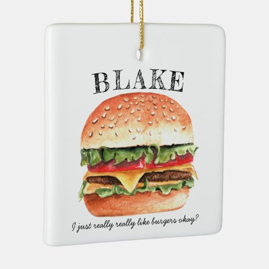 Funny Cheeseburger Burger | Kerst van monogram Keramisch Ornament (Rechts)
