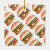 Funny Cheeseburger Burger | Kerst van monogram Keramisch Ornament (Achterkant)