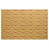 Funny Cheeseburger over het gele voedselpatroon Stof (Fat Quarter)