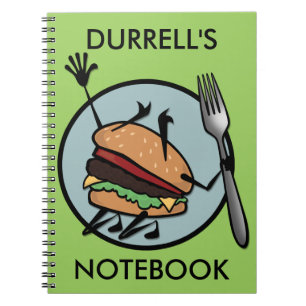 FUNNY CHEESEBURGER PERSONALISEERDE SPIRALE NOTITIE NOTITIEBOEK