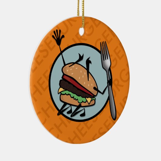 FUNNY CHEESEBURGER ROUND CERAMIC ORNAMENT (Rechts)