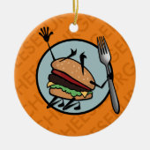 FUNNY CHEESEBURGER ROUND CERAMIC ORNAMENT (Voorkant)