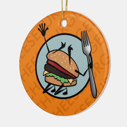 FUNNY CHEESEBURGER ROUND CERAMIC ORNAMENT (Links)