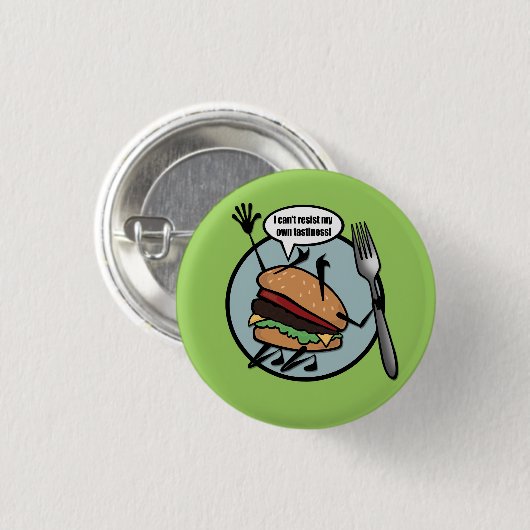 FUNNY CHEESEBURGER ROUND PIN BACK BUTTON (Voorkant /achterkant)