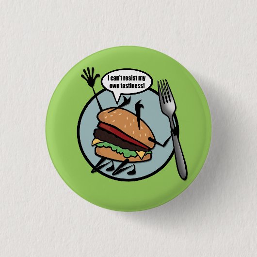 FUNNY CHEESEBURGER ROUND PIN BACK BUTTON (Voorkant)