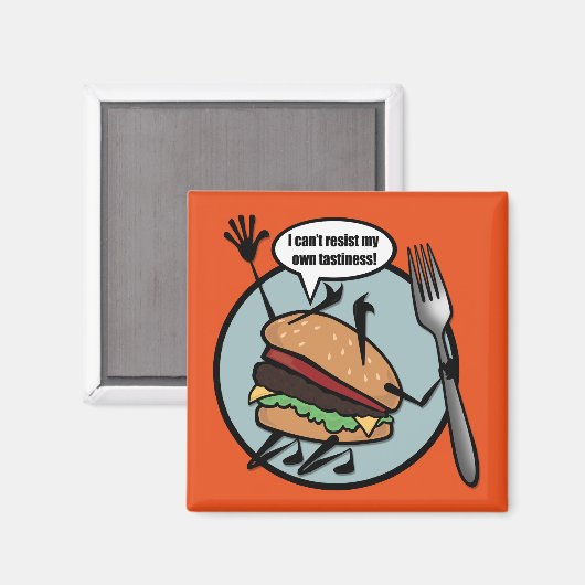 FUNNY CHEESEBURGER SQUARE MAGNET (Voorkant / Achterkant)