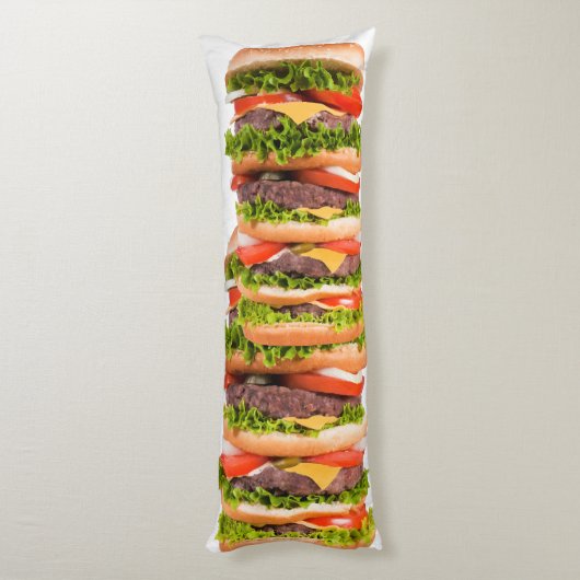 Funny Cheeseburger Stack Lichaamskussen (Achterkant (Verticaal))