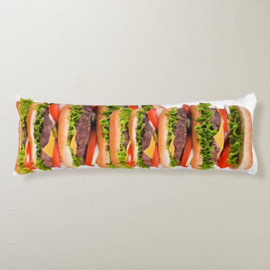 Funny Cheeseburger Stack Lichaamskussen (Voorkant)