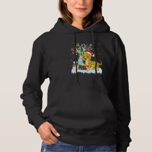 Funny Cheetah Xmas Tree Lighting Santa Cheetah Hoodie