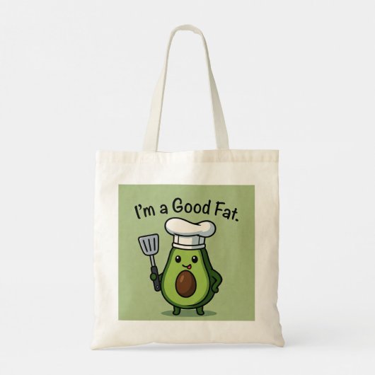 Funny Chef Avocado "Good Fat" Reusable Tote Bag (Achterkant)