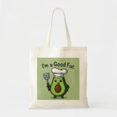 Funny Chef Avocado "Good Fat" Reusable Tote Bag (Voorkant)