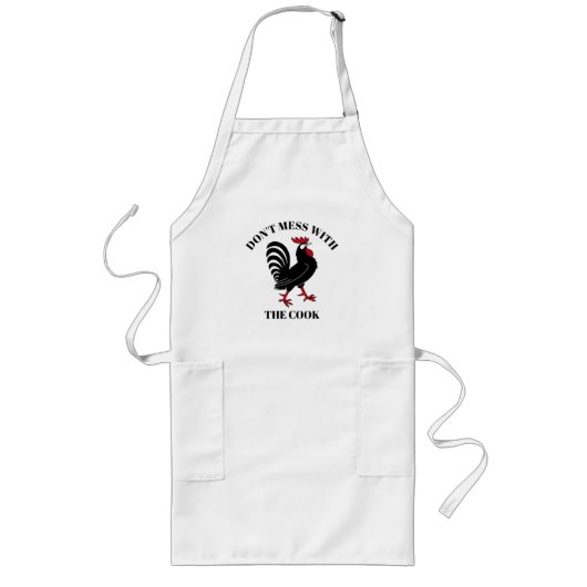 Funny Chef Cook Rooster Cartoon Apron Lang Schort (Voorkant)