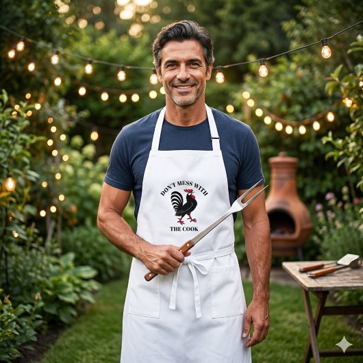 Funny Chef Cook Rooster Cartoon Apron Lang Schort