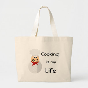 Funny Chef Cooking is mijn leven Grote Tote Bag