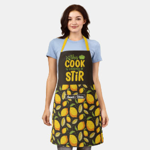 Funny Chef Cooking Pun Citrus Fruit Lemon Pattern Schort