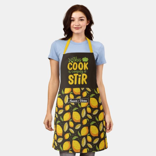 Funny Chef Cooking Pun Citrus Fruit Lemon Pattern Schort (Gedragen)